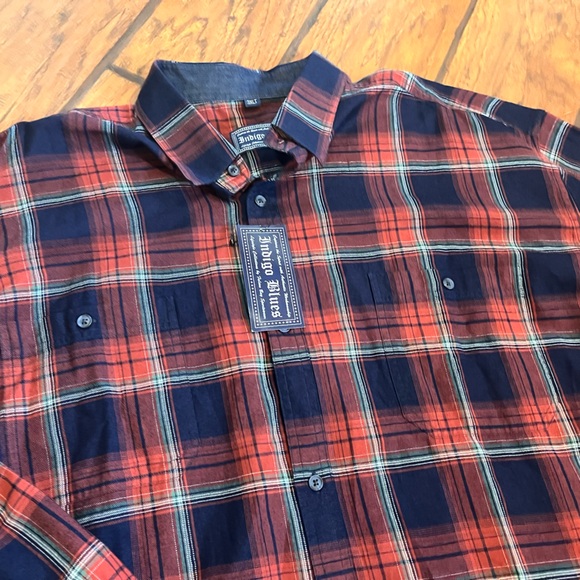 Falcon Bay shirt men’s 3XLT plaid red blue button down cotton soft NWT christmas - Picture 3 of 12